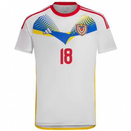 Kandiny Niño Camiseta Venezuela Jesús Quintero #18 Blanco 2ª Equipación 24-26 La Camisa Chile