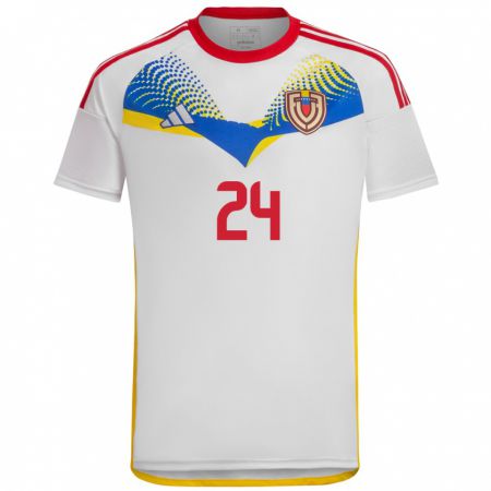 Kandiny Niño Camiseta Venezuela Kervin Andrade #24 Blanco 2ª Equipación 24-26 La Camisa Chile