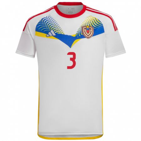 Kandiny Niño Camiseta Venezuela Nairelis Gutiérrez #3 Blanco 2ª Equipación 24-26 La Camisa Chile