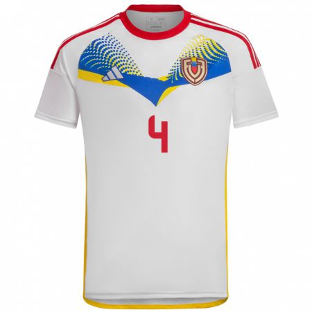 Kandiny Niño Camiseta Venezuela Jon Aramburu #4 Blanco 2ª Equipación 24-26 La Camisa Chile