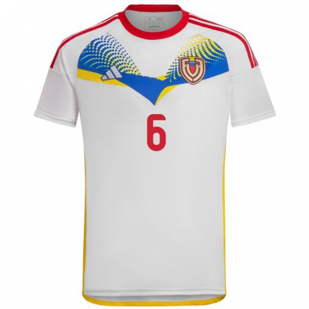 Kandiny Niño Camiseta Venezuela Carlos Rojas #6 Blanco 2ª Equipación 24-26 La Camisa Chile