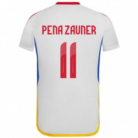 Kandiny Niño Camiseta Venezuela Enrique Peña Zauner #11 Blanco 2ª Equipación 24-26 La Camisa Chile