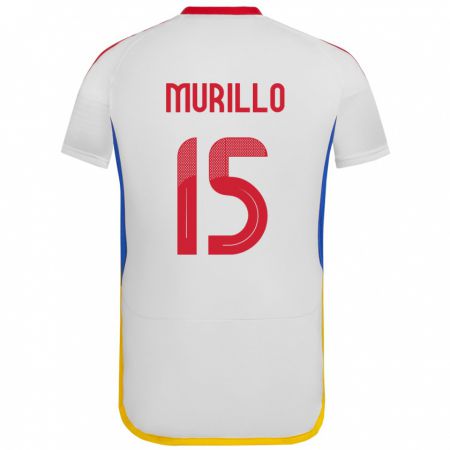 Kandiny Niño Camiseta Venezuela Jhon Murillo #15 Blanco 2ª Equipación 24-26 La Camisa Chile