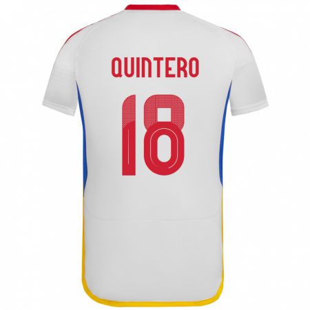 Kandiny Niño Camiseta Venezuela Jesús Quintero #18 Blanco 2ª Equipación 24-26 La Camisa Chile