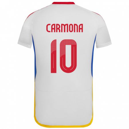 Kandiny Niño Camiseta Venezuela Wikelman Carmona #10 Blanco 2ª Equipación 24-26 La Camisa Chile