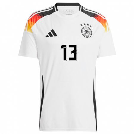 Kandiny Hombre Camiseta Alemania Thomas Muller #13 Blanco 1ª Equipación 24-26 La Camisa Chile