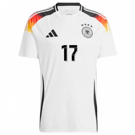 Kandiny Hombre Camiseta Alemania Florian Neuhaus #17 Blanco 1ª Equipación 24-26 La Camisa Chile