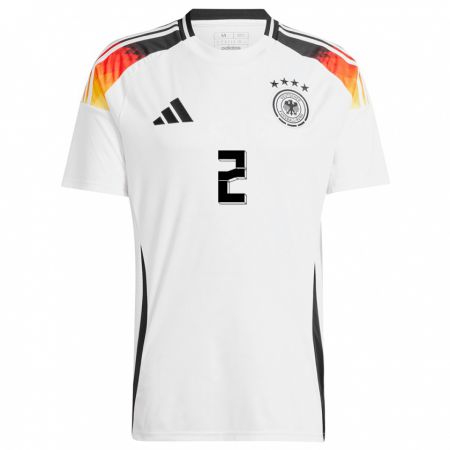 Kandiny Hombre Camiseta Alemania Antonio Rudiger #2 Blanco 1ª Equipación 24-26 La Camisa Chile