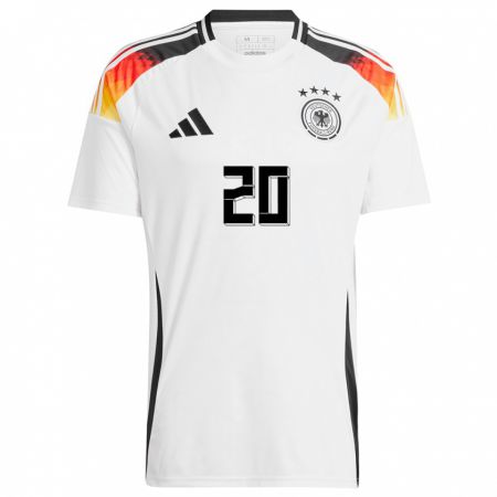 Kandiny Hombre Camiseta Alemania Benjamin Henrichs #20 Blanco 1ª Equipación 24-26 La Camisa Chile