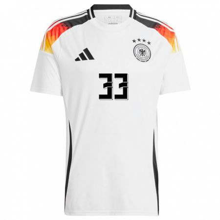 Kandiny Hombre Camiseta Alemania Fabienne Dongus #33 Blanco 1ª Equipación 24-26 La Camisa Chile