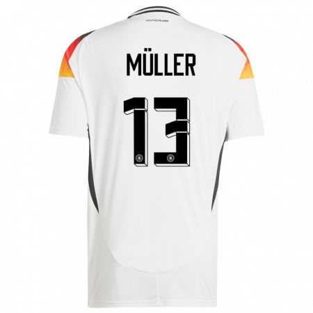 Kandiny Hombre Camiseta Alemania Thomas Muller #13 Blanco 1ª Equipación 24-26 La Camisa Chile