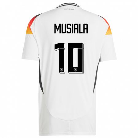 Kandiny Hombre Camiseta Alemania Jamal Musiala #10 Blanco 1ª Equipación 24-26 La Camisa Chile