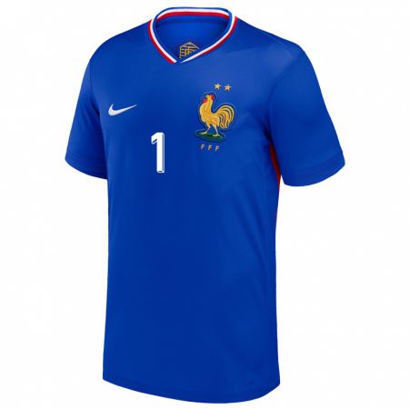 Kandiny Hombre Camiseta Francia Hugo Lloris #1 Azul 1ª Equipación 24-26 La Camisa Chile