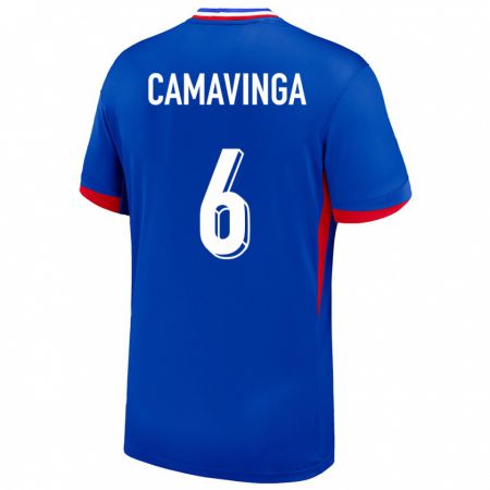 Kandiny Hombre Camiseta Francia Eduardo Camavinga #6 Azul 1ª Equipación 24-26 La Camisa Chile