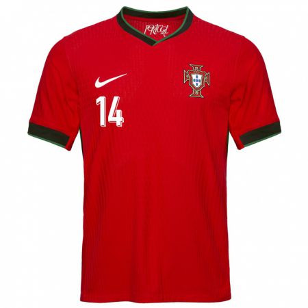 Kandiny Hombre Camiseta Portugal Hugo Oliveira #14 Rojo 1ª Equipación 24-26 La Camisa Chile