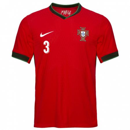 Kandiny Hombre Camiseta Portugal Diogo Monteiro #3 Rojo 1ª Equipación 24-26 La Camisa Chile