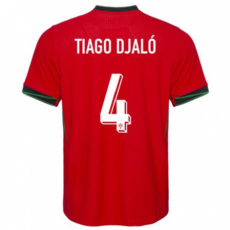 Kandiny Hombre Camiseta Portugal Tiago Djalo #4 Rojo 1ª Equipación 24-26 La Camisa Chile