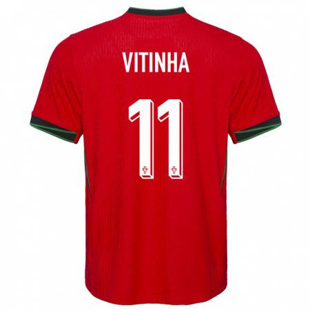 Kandiny Hombre Camiseta Portugal Vitinha #11 Rojo 1ª Equipación 24-26 La Camisa Chile
