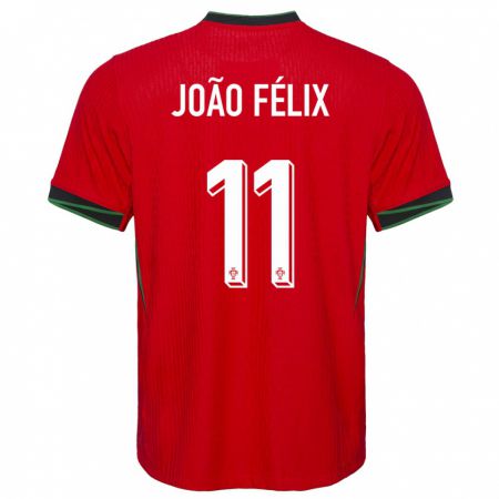 Kandiny Hombre Camiseta Portugal Joao Felix #11 Rojo 1ª Equipación 24-26 La Camisa Chile