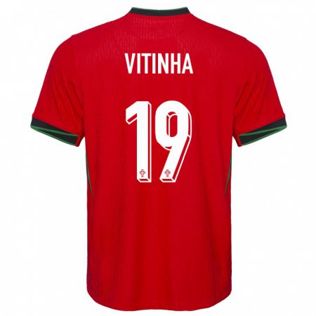 Kandiny Hombre Camiseta Portugal Vitinha #19 Rojo 1ª Equipación 24-26 La Camisa Chile
