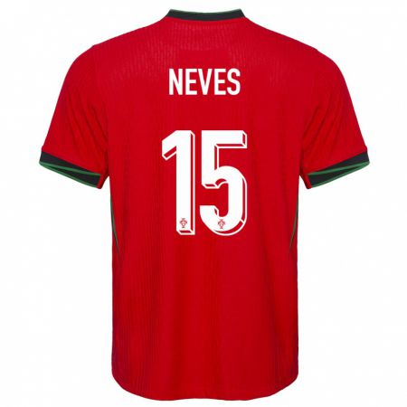 Kandiny Hombre Camiseta Portugal Joao Neves #15 Rojo 1ª Equipación 24-26 La Camisa Chile