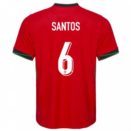 Kandiny Hombre Camiseta Portugal Vasco Santos #6 Rojo 1ª Equipación 24-26 La Camisa Chile