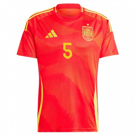 Kandiny Hombre Camiseta España Sergio Busquets #5 Rojo 1ª Equipación 24-26 La Camisa Chile
