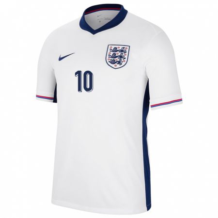 Kandiny Hombre Camiseta Inglaterra Raheem Sterling #10 Blanco 1ª Equipación 24-26 La Camisa Chile