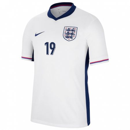 Kandiny Hombre Camiseta Inglaterra Lee Jonas #19 Blanco 1ª Equipación 24-26 La Camisa Chile