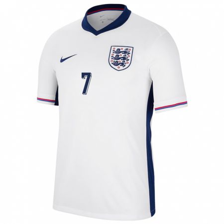Kandiny Hombre Camiseta Inglaterra Sonny Perkins #7 Blanco 1ª Equipación 24-26 La Camisa Chile