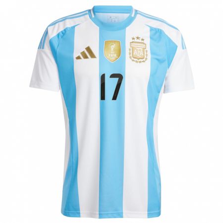 Kandiny Hombre Camiseta Argentina Tomas Belmonte #17 Blanco Azul 1ª Equipación 24-26 La Camisa Chile