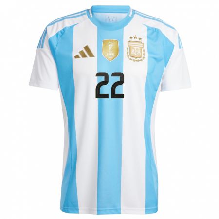 Kandiny Hombre Camiseta Argentina Joaquin Blazquez #22 Blanco Azul 1ª Equipación 24-26 La Camisa Chile