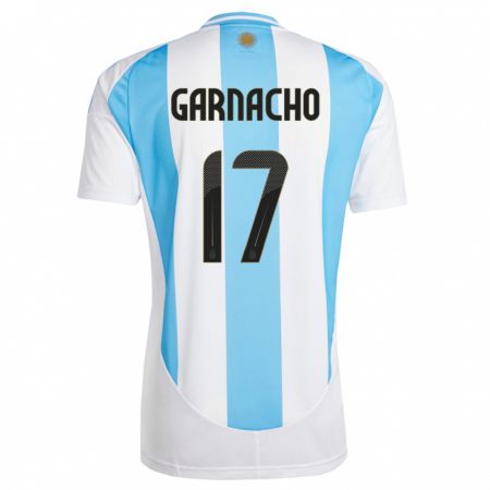 Kandiny Hombre Camiseta Argentina Alejandro Garnacho #17 Blanco Azul 1ª Equipación 24-26 La Camisa Chile