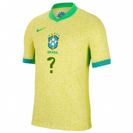 Kandiny Hombre Camiseta Brasil Su Nombre #0 Amarillo 1ª Equipación 24-26 La Camisa Chile