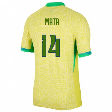 Kandiny Hombre Camiseta Brasil Da Mata #14 Amarillo 1ª Equipación 24-26 La Camisa Chile