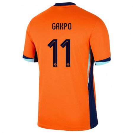 Kandiny Hombre Camiseta Países Bajos Cody Gakpo #11 Naranja 1ª Equipación 24-26 La Camisa Chile