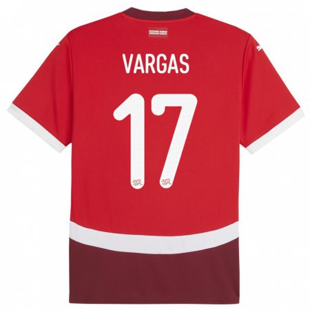 Kandiny Hombre Camiseta Suiza Ruben Vargas #17 Rojo 1ª Equipación 24-26 La Camisa Chile