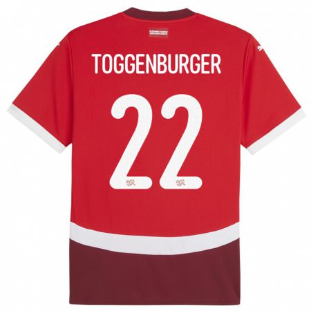 Kandiny Hombre Camiseta Suiza Nando Toggenburger #22 Rojo 1ª Equipación 24-26 La Camisa Chile