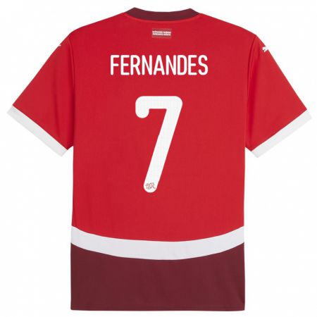 Kandiny Hombre Camiseta Suiza Ruben Fernandes #7 Rojo 1ª Equipación 24-26 La Camisa Chile