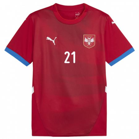 Kandiny Hombre Camiseta Serbia Filip Djuricic #21 Rojo 1ª Equipación 24-26 La Camisa Chile