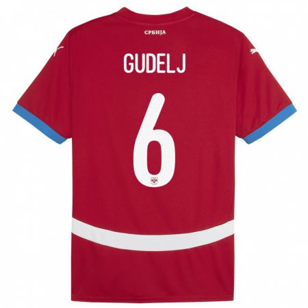 Kandiny Hombre Camiseta Serbia Nemanja Gudelj #6 Rojo 1ª Equipación 24-26 La Camisa Chile