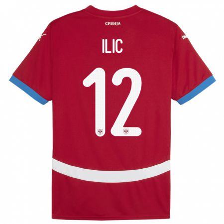 Kandiny Hombre Camiseta Serbia Marko Ilic #12 Rojo 1ª Equipación 24-26 La Camisa Chile