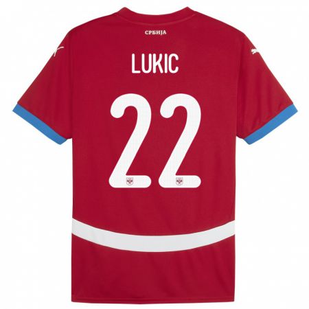 Kandiny Hombre Camiseta Serbia Sasa Lukic #22 Rojo 1ª Equipación 24-26 La Camisa Chile