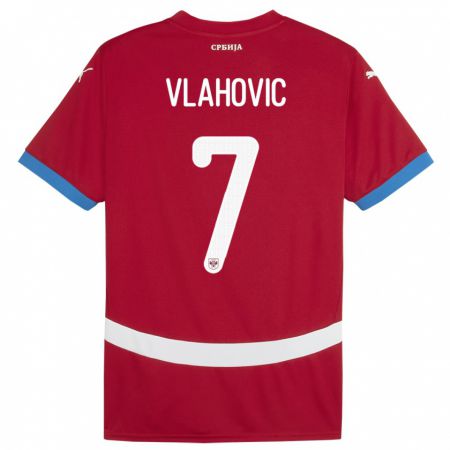 Kandiny Hombre Camiseta Serbia Dusan Vlahovic #7 Rojo 1ª Equipación 24-26 La Camisa Chile