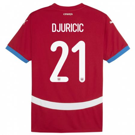 Kandiny Hombre Camiseta Serbia Filip Djuricic #21 Rojo 1ª Equipación 24-26 La Camisa Chile