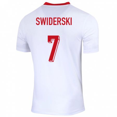 Kandiny Hombre Camiseta Polonia Karol Swiderski #7 Blanco 1ª Equipación 24-26 La Camisa Chile