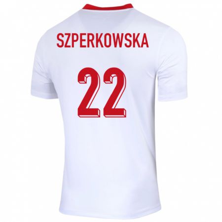 Kandiny Hombre Camiseta Polonia Oliwia Szperkowska #22 Blanco 1ª Equipación 24-26 La Camisa Chile