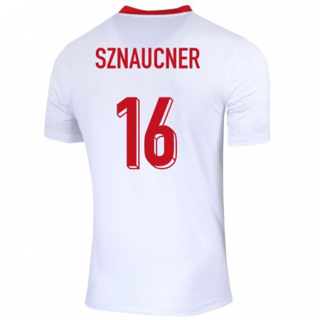 Kandiny Hombre Camiseta Polonia Maksymilian Sznaucner #16 Blanco 1ª Equipación 24-26 La Camisa Chile