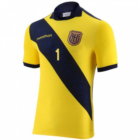 Kandiny Hombre Camiseta Ecuador Tony Jimenez #1 Amarillo 1ª Equipación 24-26 La Camisa Chile