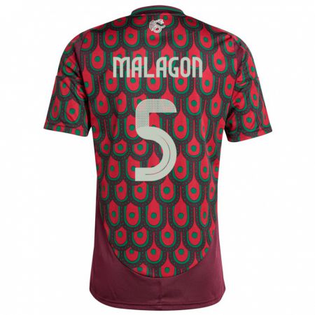 Kandiny Hombre Camiseta México Luis Malagon #5 Granate 1ª Equipación 24-26 La Camisa Chile